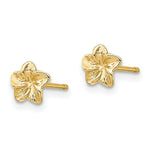 Load image into Gallery viewer, 14K Yellow Gold Plumeria Flower Post Earrings
