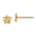 Load image into Gallery viewer, 14K Yellow Gold Plumeria Flower Post Earrings

