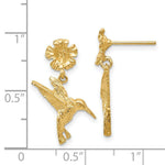 Load image into Gallery viewer, 14K Yellow Gold Hummingbird Dangles from Flower Post Earrings
