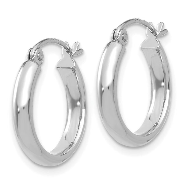 14K White Gold Polished Hoop Earring  15mm length