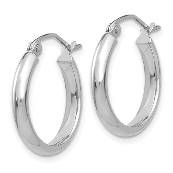 14K White Gold Polished Hoop Earring  18mm length