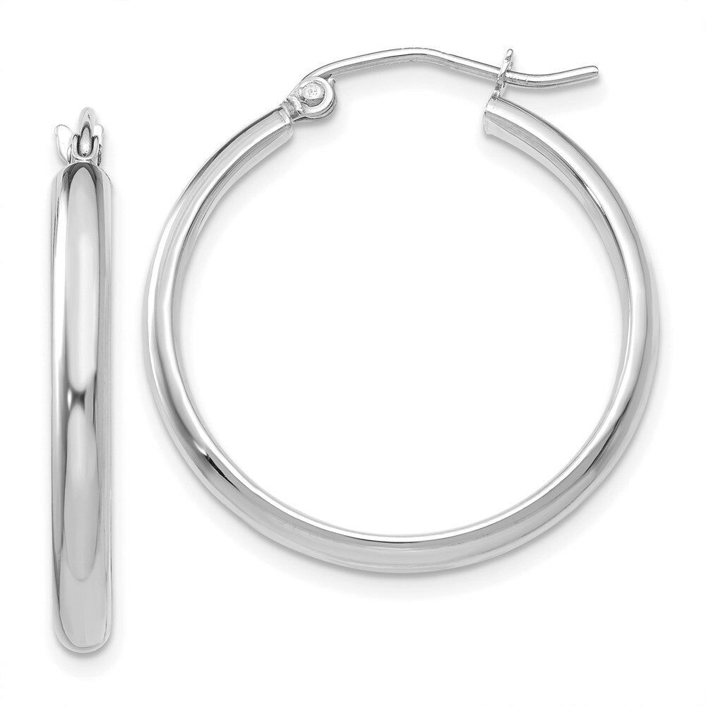 14K White Gold Polished Hoop Earring  25mm length