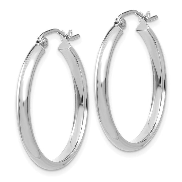 14K White Gold Polished Hoop Earring  25mm length