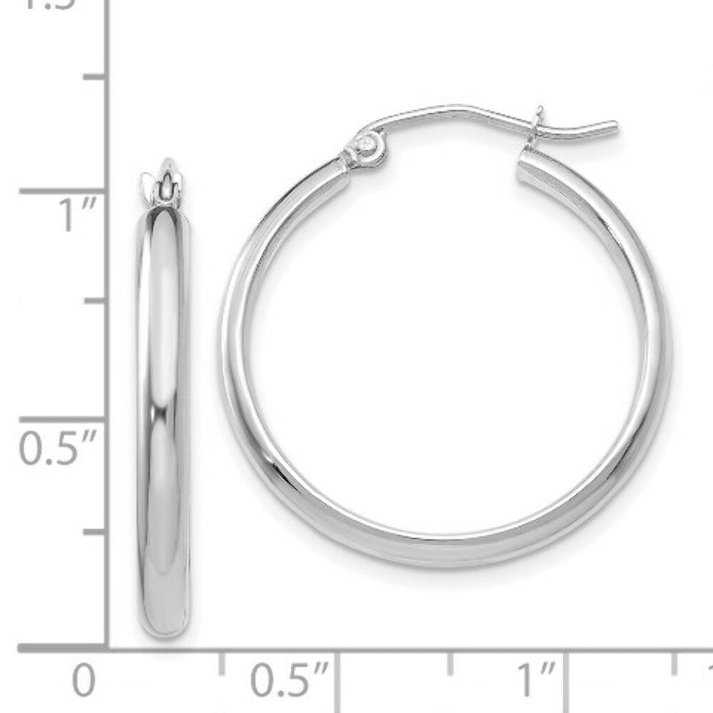 14K White Gold Polished Hoop Earring  25mm length