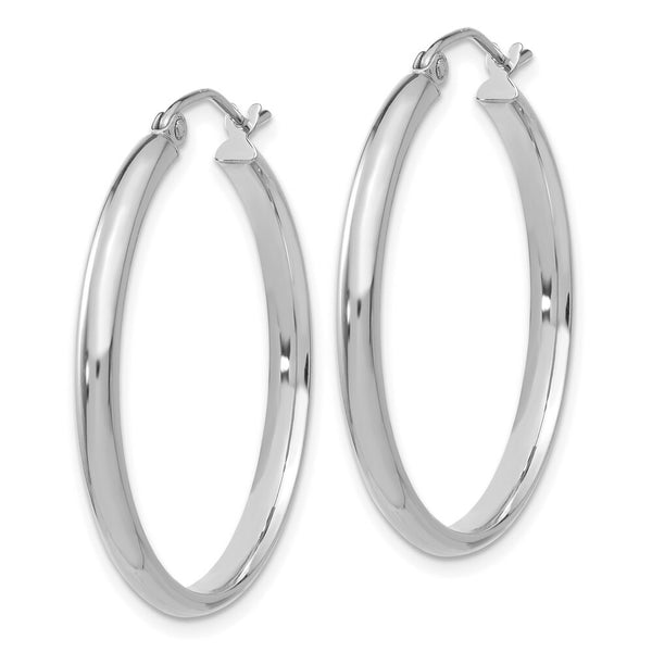 14K White Gold Polished Hoop Earring  30mm length