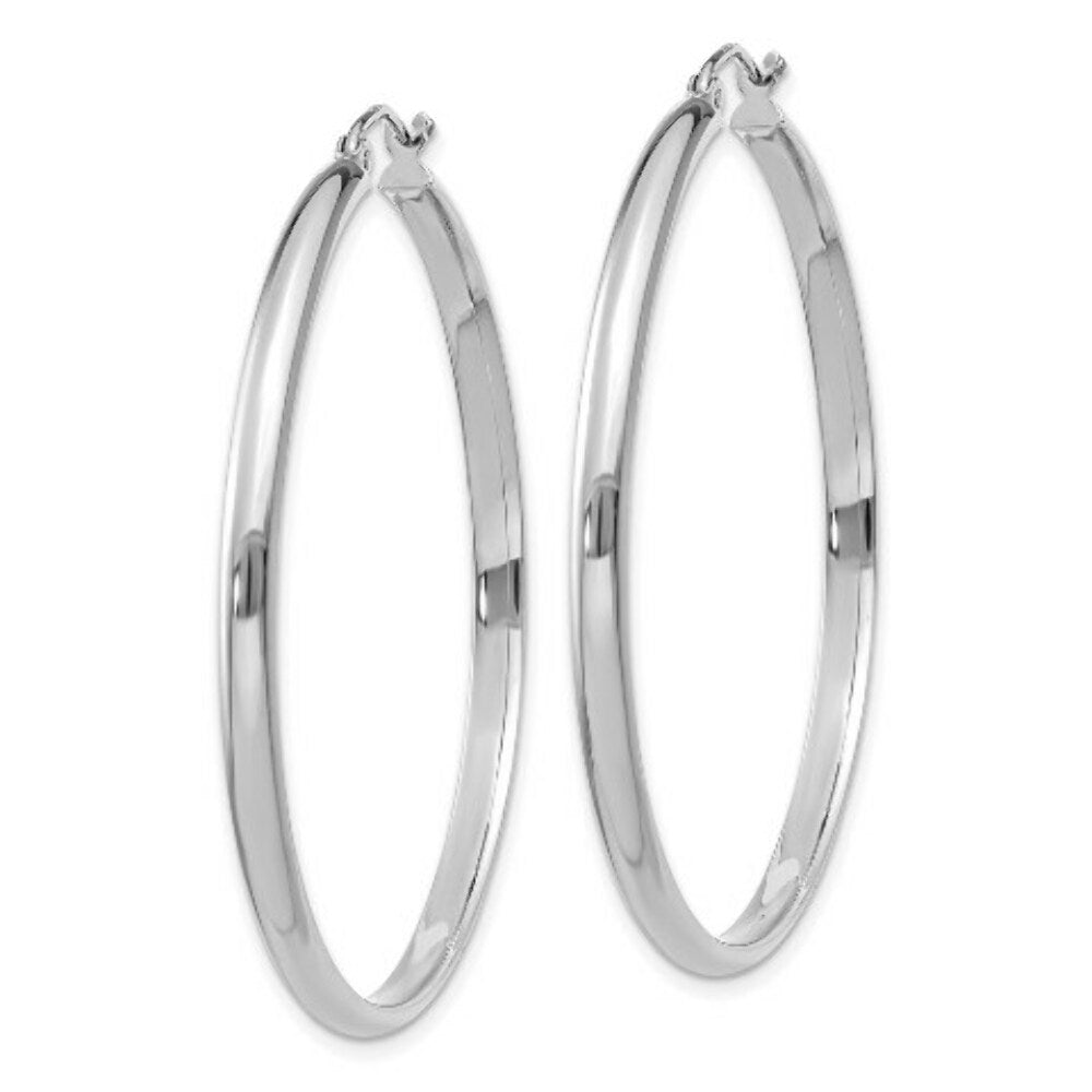 14K White Gold Polished Hoop Earring  43mm length