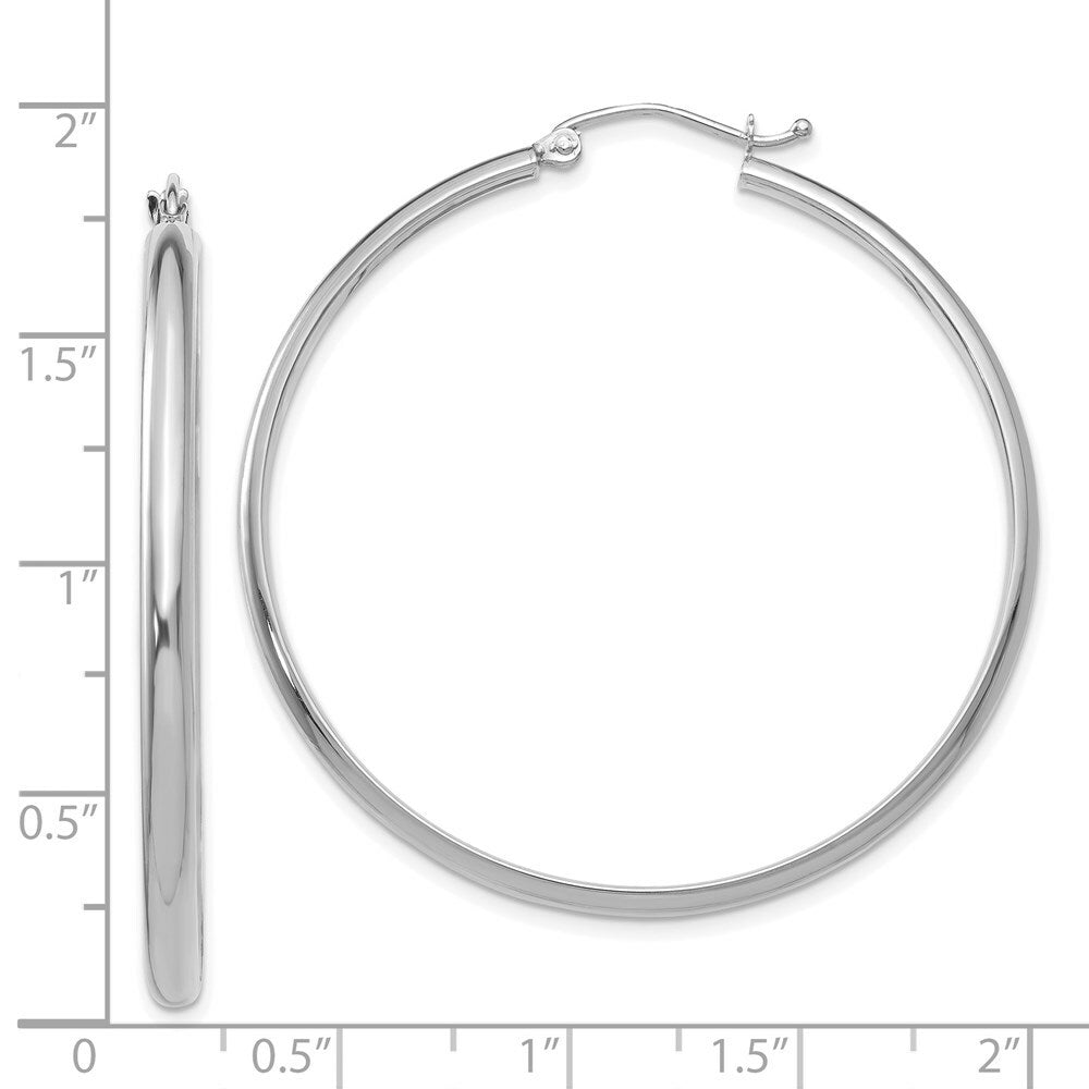 14K White Gold Polished Hoop Earring  43mm length