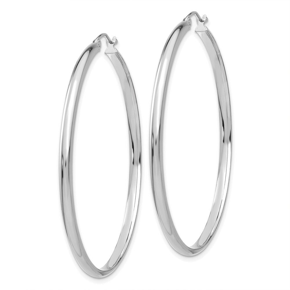 14K White Gold Polished Hoop Earring  50mm length