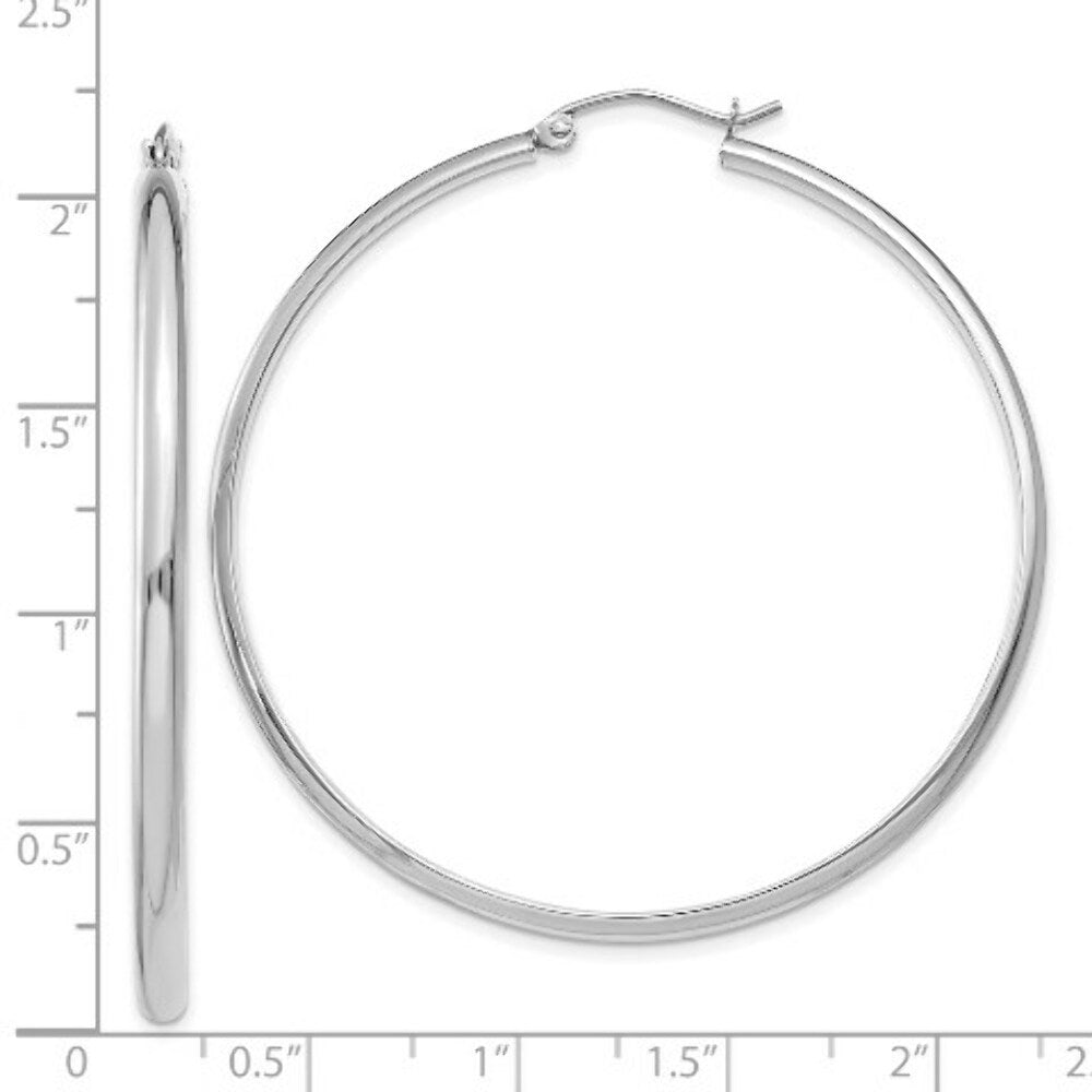 14K White Gold Polished Hoop Earring  50mm length