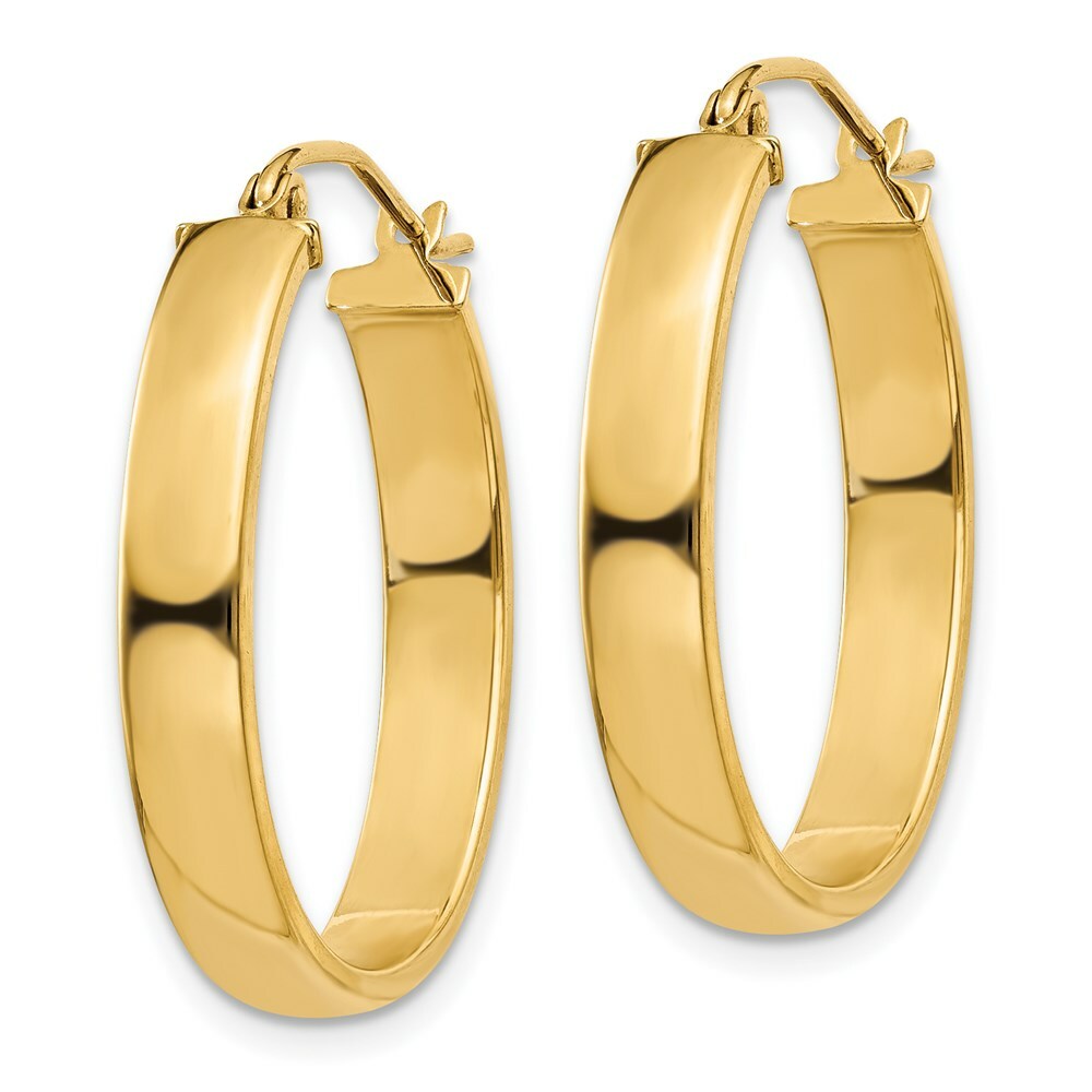 14K Yellow Gold Lightweight Oval Hoop Earrings  17mm length