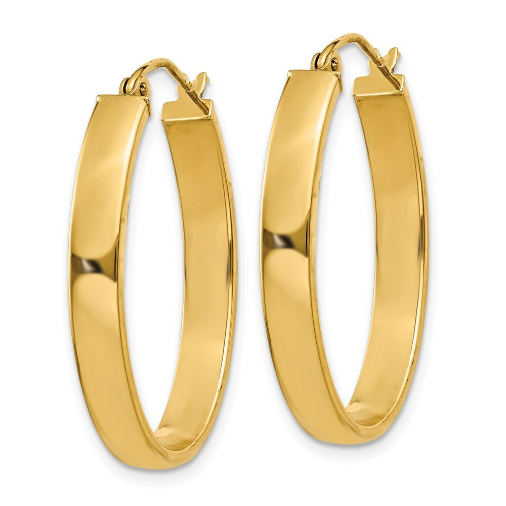 14K Yellow Gold Lightweight Oval Hoop Earrings  17mm length