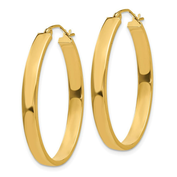 14K Yellow Gold Lightweight Oval Hoop Earrings  21mm length
