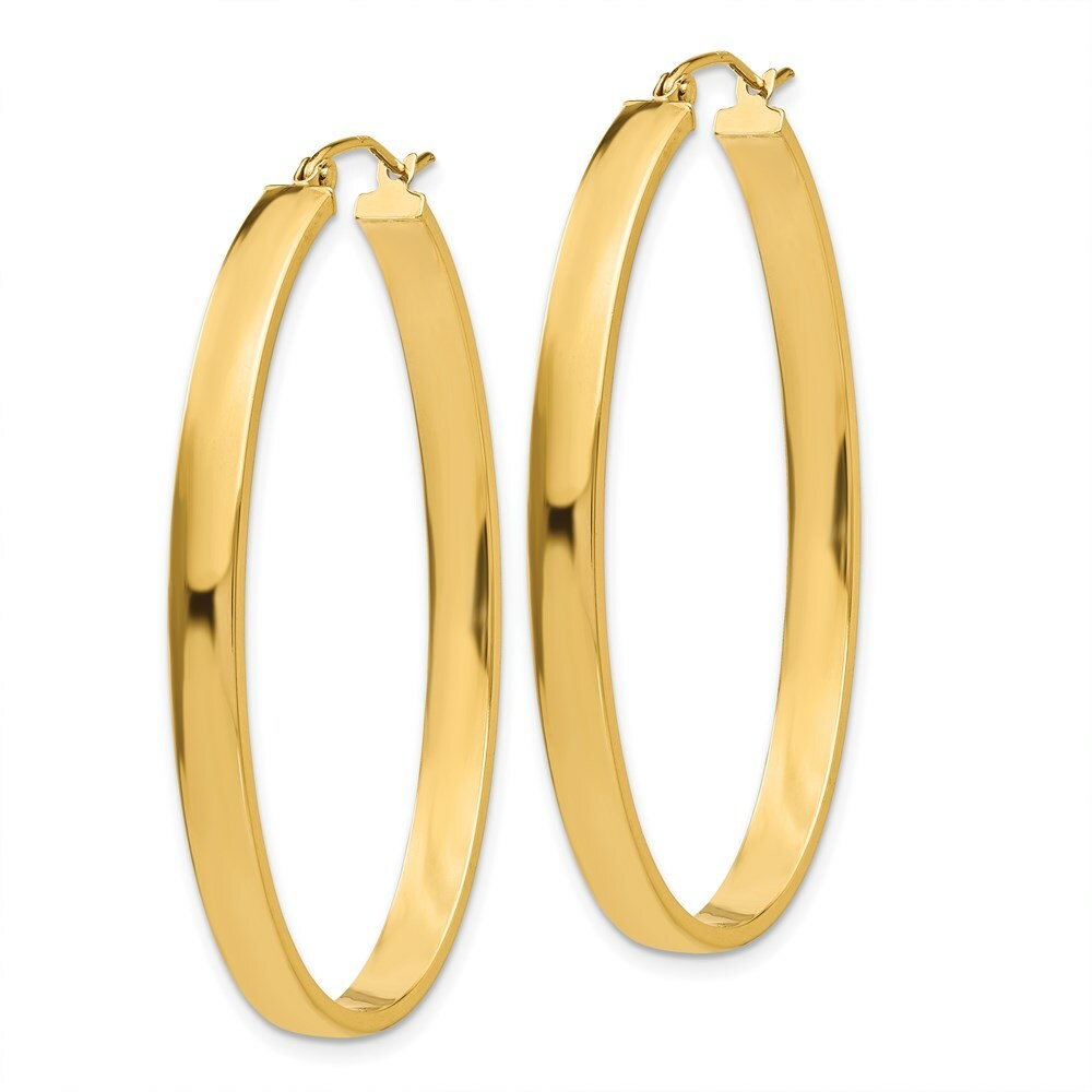 14K Yellow Gold Lightweight Oval Hoop Earrings  29mm length