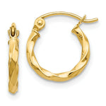 Load image into Gallery viewer, 14K Yellow Gold Twist Polished Hoop Earring 10mm length
