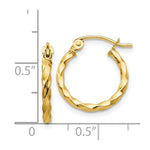 Load image into Gallery viewer, 14K Yellow Gold Twist Polished Hoop Earring 12mm length
