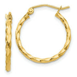 Load image into Gallery viewer, 14K Yellow Gold Twist Polished Hoop Earring 15mm length
