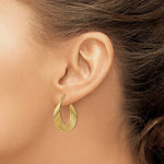 Load image into Gallery viewer, 14K Yellow Gold Lightweight Fancy Hoop Earrings  19mm length
