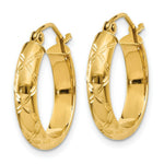 Load image into Gallery viewer, 14K Yellow Gold Diamond-cut Polished Hoop Earring  13mm length
