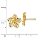 Load image into Gallery viewer, 14K Yellow Gold Diamond-cut Filigree Plumeria Earrings
