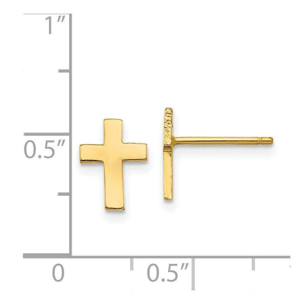 14K Yellow Gold Polished Cross Earrings