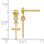 Load image into Gallery viewer, 14K Yellow Gold Polished Cross Dangle Post Earrings
