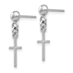 Load image into Gallery viewer, 14k White Gold Polished Cross Dangle Post Earrings
