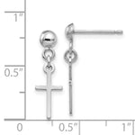 Load image into Gallery viewer, 14k White Gold Polished Cross Dangle Post Earrings
