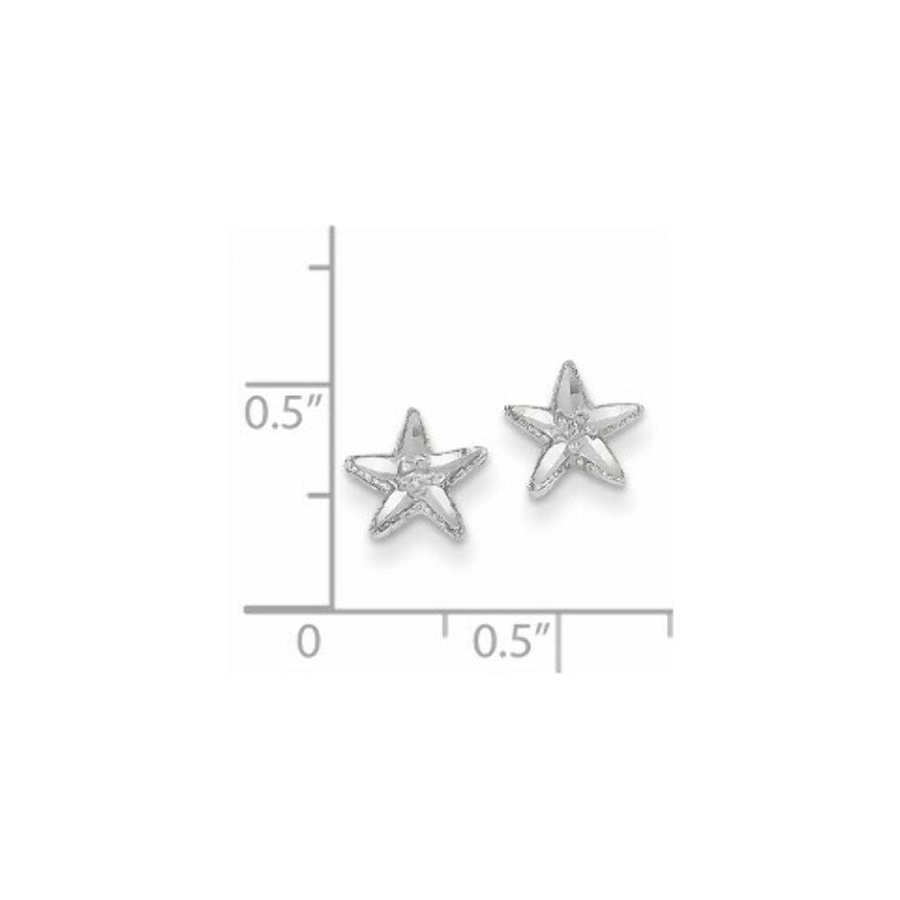 14k White Gold Diamond-cut Starfish Earrings