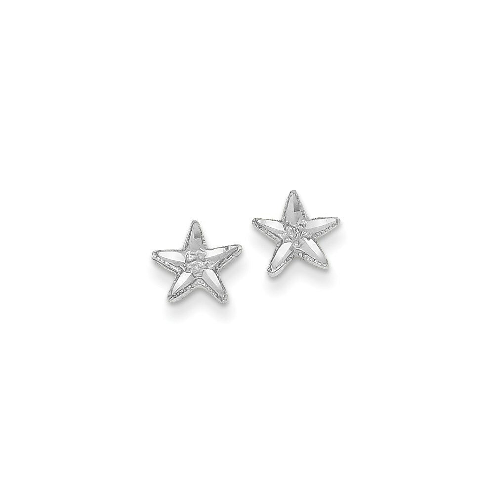 14k White Gold Diamond-cut Starfish Earrings