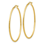 Load image into Gallery viewer, 14K Yellow Gold Diamond-cut 2mm Round Tube Hoop Earrings  55mm length
