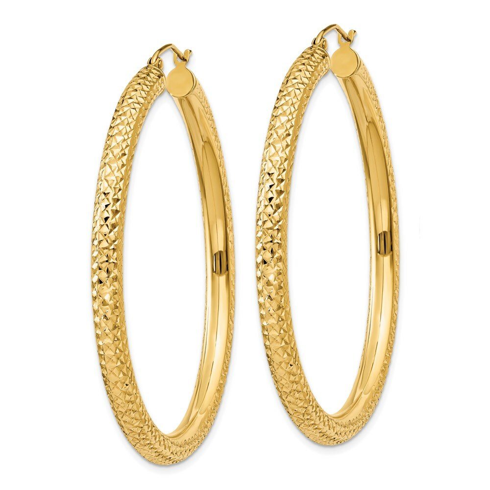 14K Yellow Gold 4mm Diamond-cut Earrings  50mm length