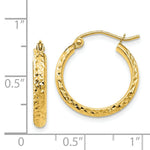 Load image into Gallery viewer, 14K Yellow Gold Diamond-cut 2.8x18mm Hollow Hoop Earrings  18mm length
