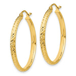 Load image into Gallery viewer, 14K Yellow Gold Diamond-cut 2.8x30mm Hollow Hoop Earrings  30mm length
