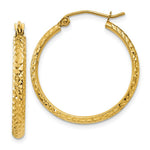 Load image into Gallery viewer, 14K Yellow Gold Diamond-cut 2.8x25mm Hollow Hoop Earrings  25mm length
