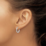 Load image into Gallery viewer, 14K White Gold Diamond-cut 2.8x15mm Hollow Hoop Earrings 15mm length
