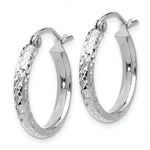 Load image into Gallery viewer, 14K White Gold Diamond-cut 2.8x18mm Hollow Hoop Earrings 18mm length
