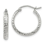 Load image into Gallery viewer, 14K White Gold Diamond-cut 2.8x18mm Hollow Hoop Earrings 18mm length
