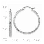 Load image into Gallery viewer, 14K White Gold Diamond-cut 2.8x30mm Hollow Hoop Earrings 30mm length
