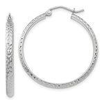 Load image into Gallery viewer, 14K White Gold Diamond-cut 2.8x30mm Hollow Hoop Earrings 30mm length
