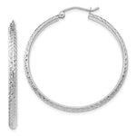 Load image into Gallery viewer, 14K White Gold Diamond-cut 2.8x37mm Hollow Hoop Earrings 37mm length
