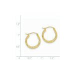 Load image into Gallery viewer, 14K Yellow Gold Diamond-cut 3.5x17mm Hollow Hoop Earrings  17mm length
