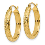 Load image into Gallery viewer, 14K Yellow Gold Diamond-cut 3.5x22mm Hollow Hoop Earrings  22mm length
