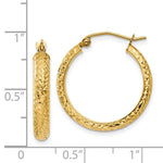 Load image into Gallery viewer, 14K Yellow Gold Diamond-cut 3.5x22mm Hollow Hoop Earrings  22mm length
