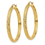 Load image into Gallery viewer, 14K Yellow Gold Diamond-cut 3.5x38mm Hollow Hoop Earrings  38mm length
