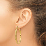 Load image into Gallery viewer, 14K Yellow Gold Diamond-cut 3.5x46mm Hollow Hoop Earrings  46mm length
