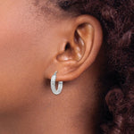 Load image into Gallery viewer, 14K White Gold Diamond-cut 3.5x17mm Hollow Hoop Earrings 17mm length
