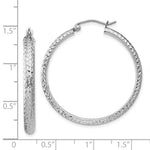 Load image into Gallery viewer, 14K White Gold Diamond-cut 3.5x34mm Hollow Hoop Earrings 34mm length
