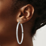 Load image into Gallery viewer, 14K White Gold Diamond-cut 3.5x52mm Hollow Hoop Earrings 52mm length
