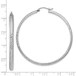 Load image into Gallery viewer, 14K White Gold Diamond-cut 3.5x52mm Hollow Hoop Earrings 52mm length
