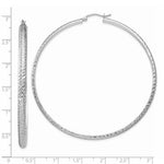 Load image into Gallery viewer, 14K White Gold Diamond-cut 3.5x65mm Hollow Hoop Earrings 65mm length
